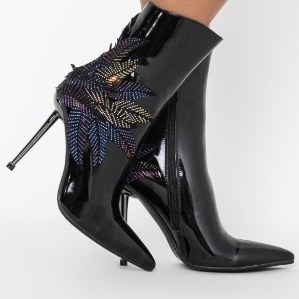 AZALEA WANG Night Shift Stiletto Patent Leather Bootie